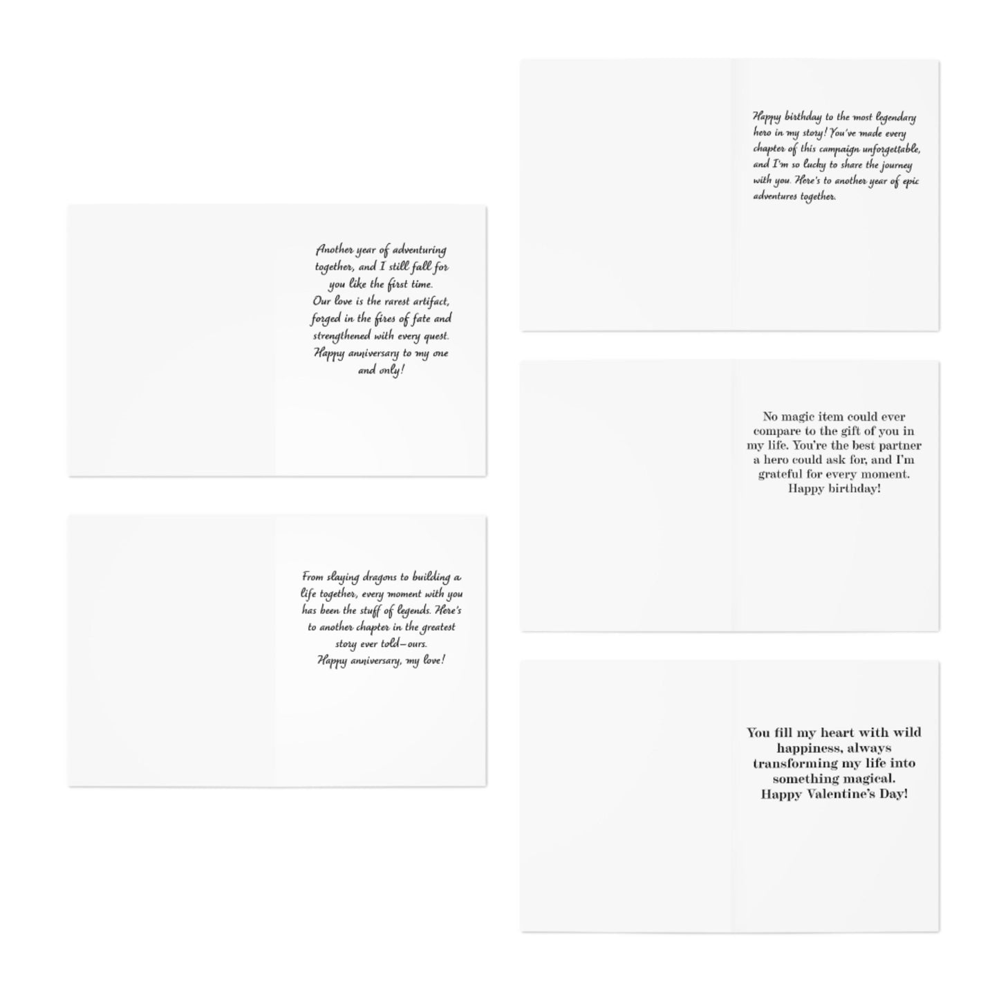 Romantic Fantasy Greeting Card Set - Perfect for Couples - Valentines, Anniversary, Birthday Cards for Husband, Wife, BF, GF, Fiancée