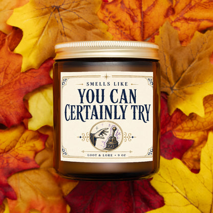 DND Candle Gift, You Can Certainly Try Funny D&D Gift, Citrus Cotton Blossom Scented Candle,  Hand Poured Coconut Apricot Wax in Amber Jar
