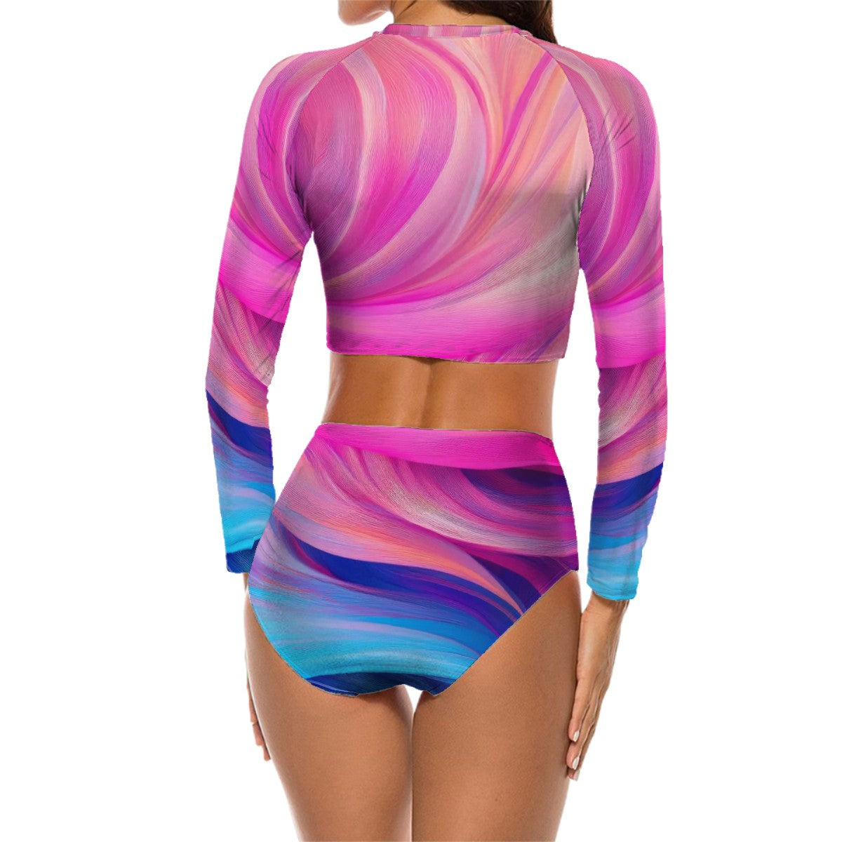 Long Sleeve Two Piece Swimsuit Multiple Patterns for Women Size S - XXL