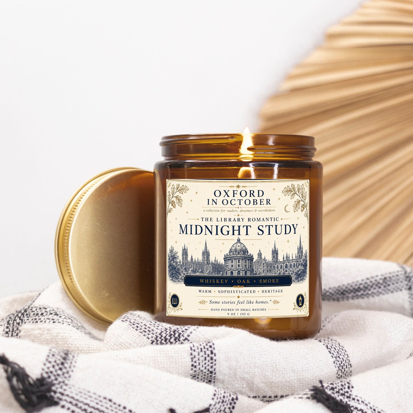 Midnight Study Scented Candle, Dark Academia Decor Literary Girl Reader Gift, Oxford in October Home Decor Bookish Back to School Gifts