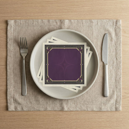 Art Deco Purple Border Napkin | Cocktail Dinner Paper Napkins