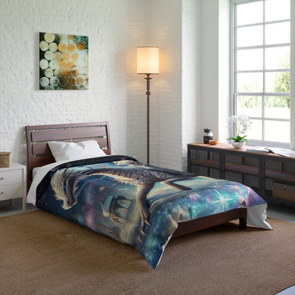 Celestial Dragon Rider Comforter - Transform Your Sleep into an Enchanted Adventure, Matching Pillowcase and Rug Available