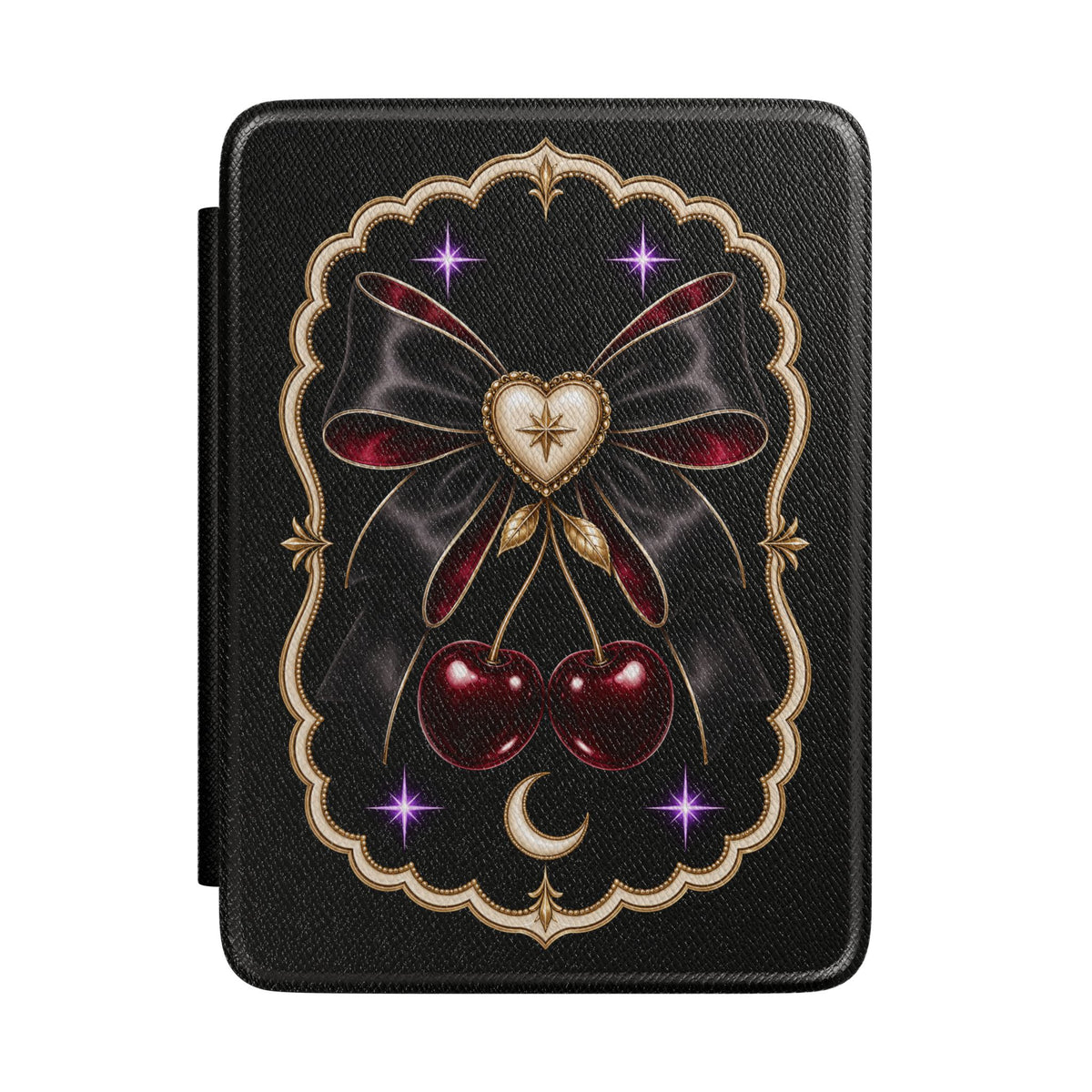 Kindle Case Goth Coquette | Kindle Paperwhite 7" 12th Gen. Cover w/ Strap | Dark Cherry eReader Sleeve | Gothic Celestial Aesthetic