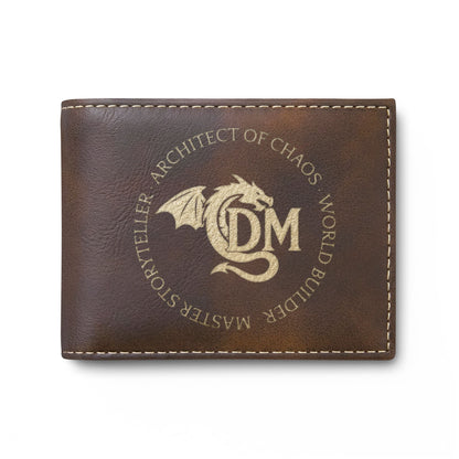 Dungeon Master Gifts, Dragon Embroidery Leather Bi-Fold Wallet, Personalized Monogram for Dungeons and Dragons DM