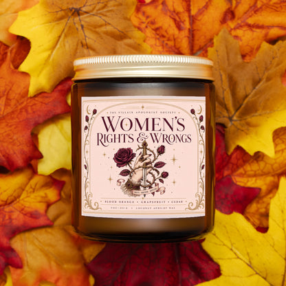 Romantasy Candle for Book Lovers, I Support Female Rage, Blood Orange Grapefruit Cedar Scented Candle