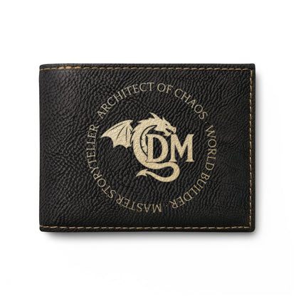 Dungeon Master Gifts, Dragon Embroidery Leather Bi-Fold Wallet, Personalized Monogram for Dungeons and Dragons DM