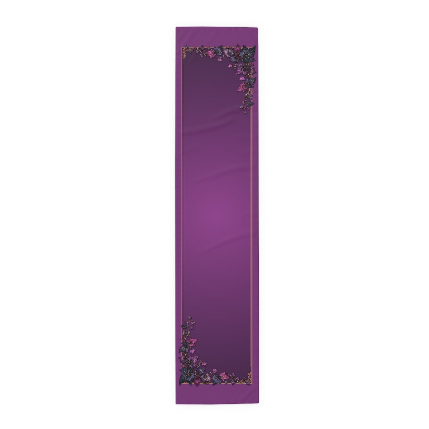 Purple Floral Border Table Runner | Midnight Autumn Vine Dinner Table Runner 16"x72"