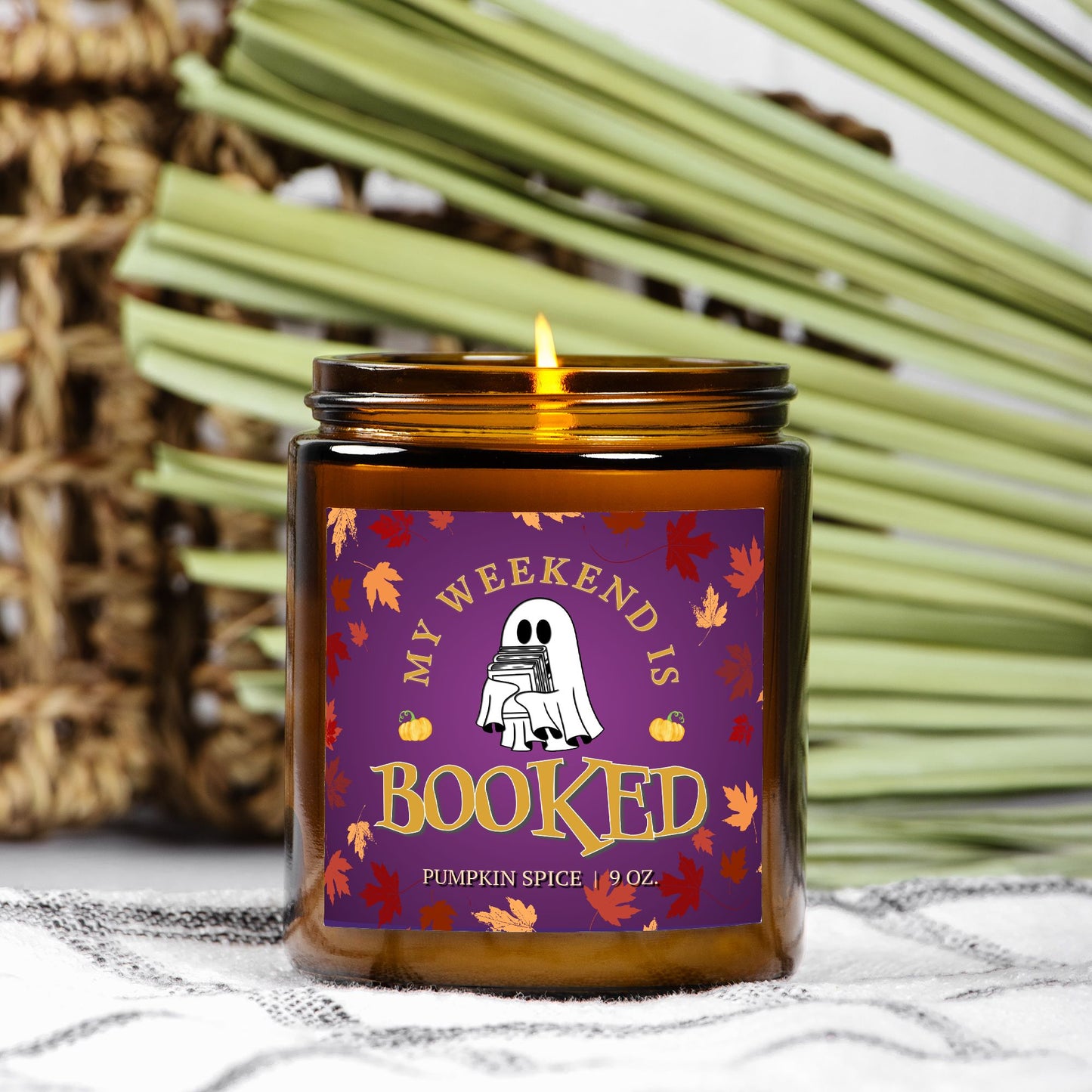 Halloween Candle for Book Lovers, My Weekend is Booked Pumpkin Spice Scented Candle Halloween Decor