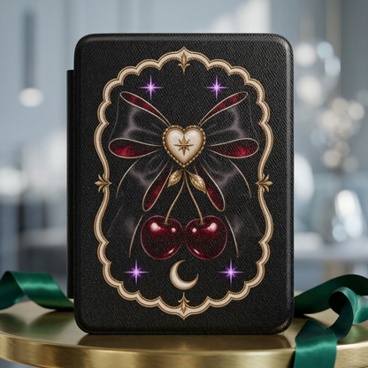 Kindle Case Goth Coquette | Kindle Paperwhite 7" 12th Gen. Cover w/ Strap | Dark Cherry eReader Sleeve | Gothic Celestial Aesthetic
