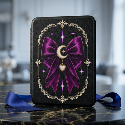 Kindle Case Dark Romance | Purple Kindle Paperwhite 7" 12th Gen. Cover w/ Strap | Crescent Moon eReader Sleeve | Gothic Celestial Aesthetic