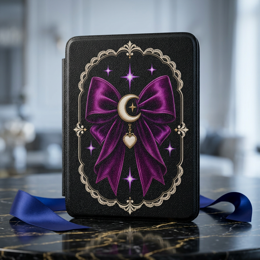 Kindle Case Dark Romance | Purple Kindle Paperwhite 7" 12th Gen. Cover w/ Strap | Crescent Moon eReader Sleeve | Gothic Celestial Aesthetic