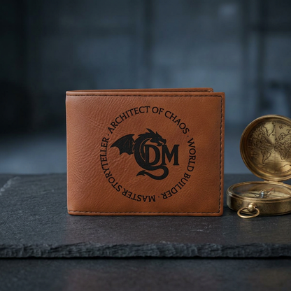 Dungeon Master Gifts, Dragon Embroidery Leather Bi-Fold Wallet, Personalized Monogram for Dungeons and Dragons DM