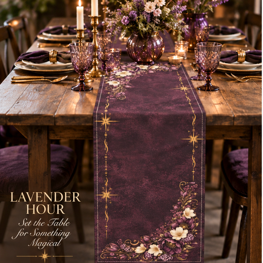 Violet Hour Vintage Floral Border Table Runner 16"x72" | Burgundy Magnolia Centerpiece for Dining Room | Luxury Table Decor