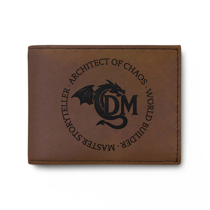 Dungeon Master Gifts, Dragon Embroidery Leather Bi-Fold Wallet, Personalized Monogram for Dungeons and Dragons DM
