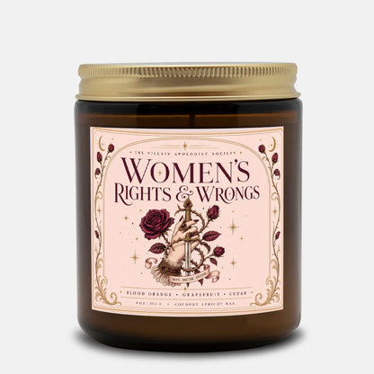 Romantasy Candle for Book Lovers, I Support Female Rage, Blood Orange Grapefruit Cedar Scented Candle