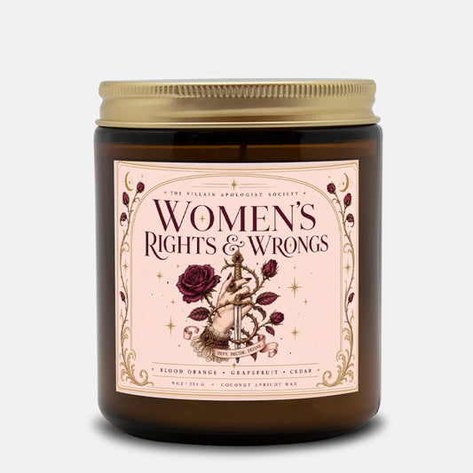 Romantasy Candle for Book Lovers, Women's Rights and Wrongs, Blood Orange Grapefruit Cedar Scented Candle