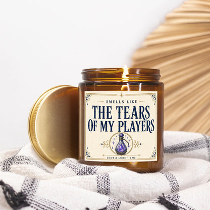 DND Candle Gift, I Said Cast Fireball Funny D&D Gift, Sea Salt Ozone Powder Scented Candle, Hand Poured Coconut Apricot Wax in Amber Jar 9oz