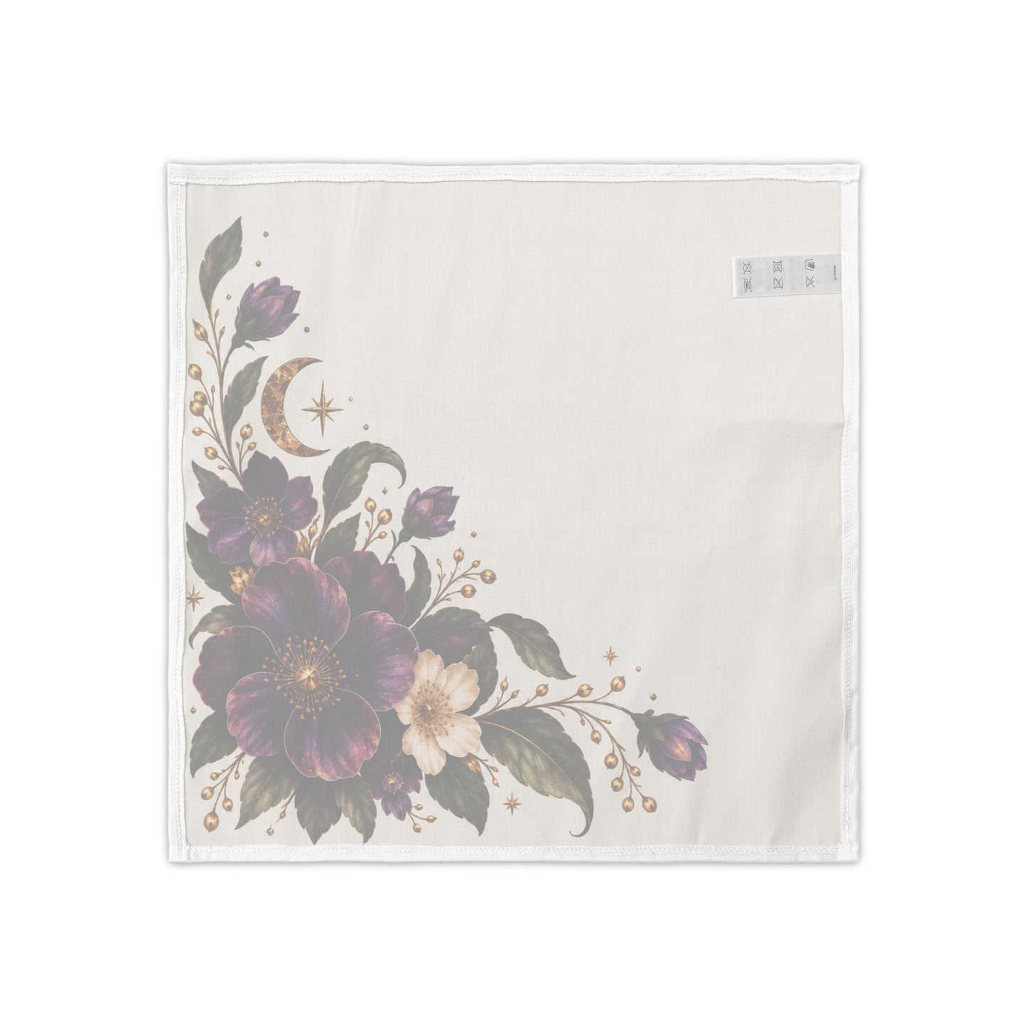 Purple Floral Corner Napkins Set of 4 | Plum Ivory Merlot Table Linens | Luxury Cloth Napkins for Dinner Party