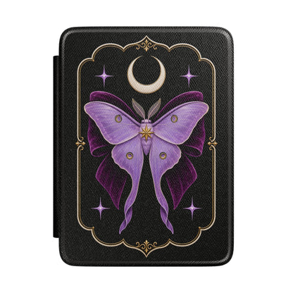 Kindle Case Purple Luna Month | Kindle Paperwhite 7" 12th Gen. Cover w/ Strap | Crescent Moon eReader Sleeve | Gothic Celestial Aesthetic