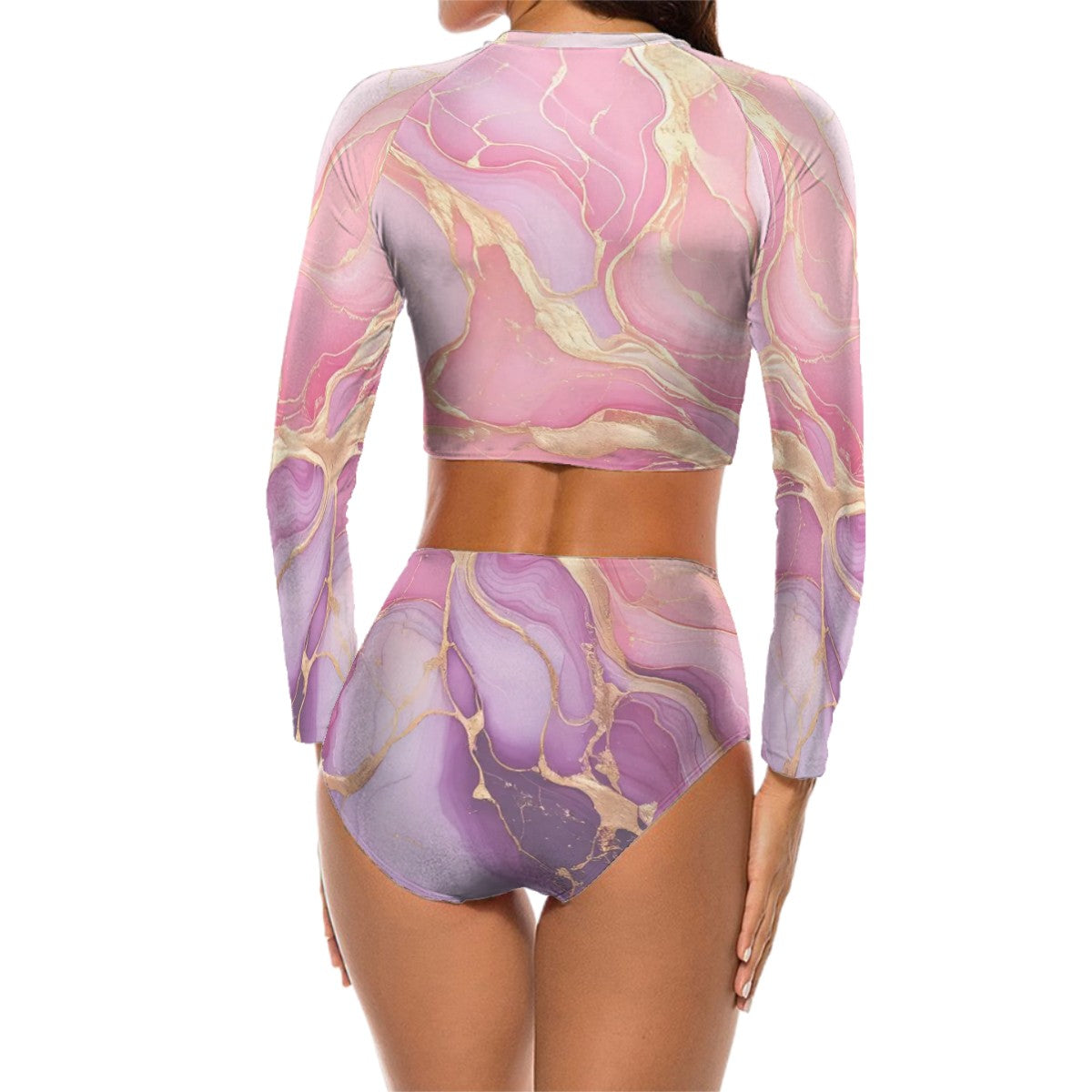 Long Sleeve Two Piece Swimsuit Multiple Patterns for Women Size S - XXL