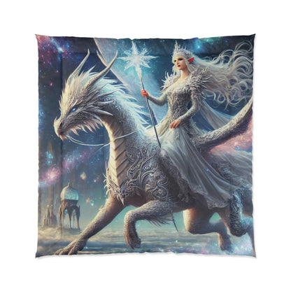 Celestial Dragon Rider Comforter - Transform Your Sleep into an Enchanted Adventure, Matching Pillowcase and Rug Available