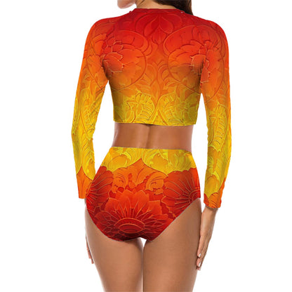 Long Sleeve Two Piece Swimsuit Multiple Patterns for Women Size S - XXL