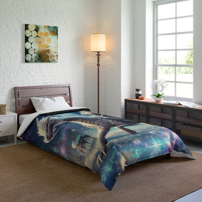 Celestial Dragon Rider Comforter - Transform Your Sleep into an Enchanted Adventure, Matching Pillowcase and Rug Available