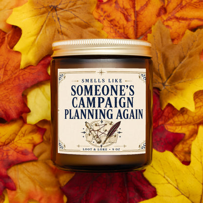 DND Candle Gift, Campaign Planning DM Gift, Lavender Vetiver Scent, Hand Poured Coconut Apricot Wax in Amber Jar 9oz
