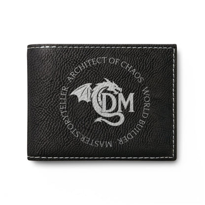Dungeon Master Gifts, Dragon Embroidery Leather Bi-Fold Wallet, Personalized Monogram for Dungeons and Dragons DM