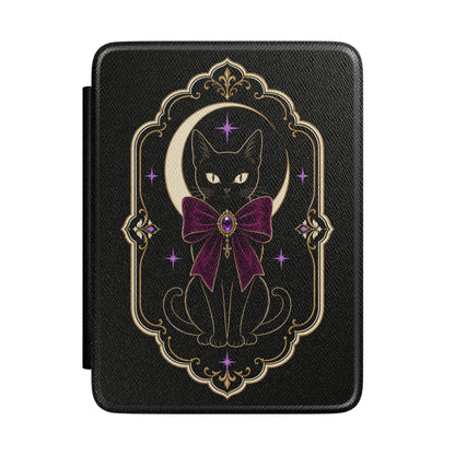 Kindle Case Black Cat | Purple Kindle Paperwhite 7" 12th Gen. Cover w/ Strap | Halloween eReader Sleeve | Gothic Celestial Aesthetic