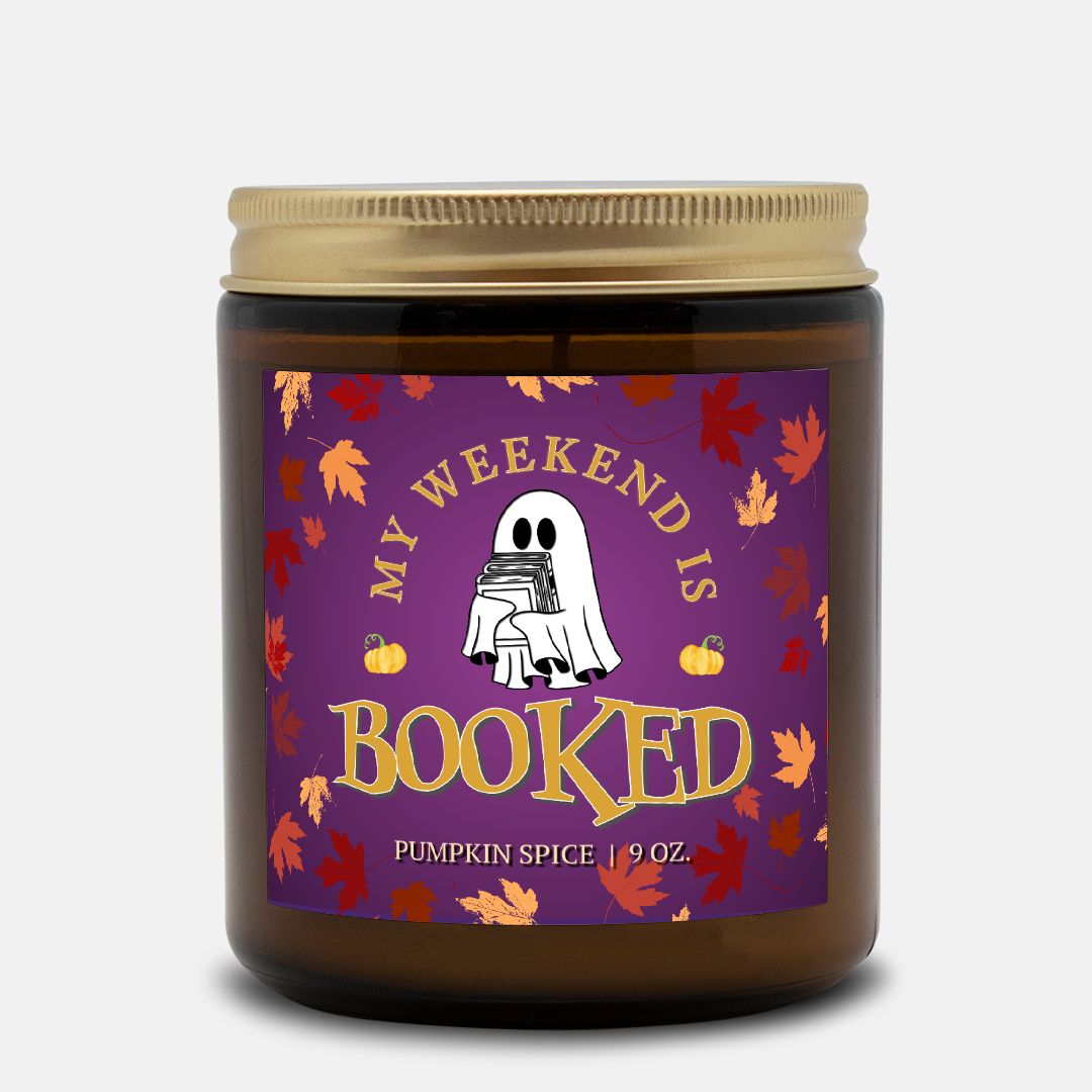 Halloween Candle for Book Lovers, My Weekend is Booked Pumpkin Spice Scented Candle Halloween Decor