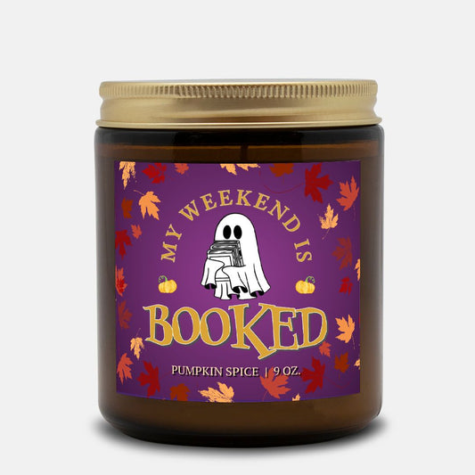 Halloween Candle for Book Lovers, My Weekend is Booked Pumpkin Spice Scented Candle Halloween Decor