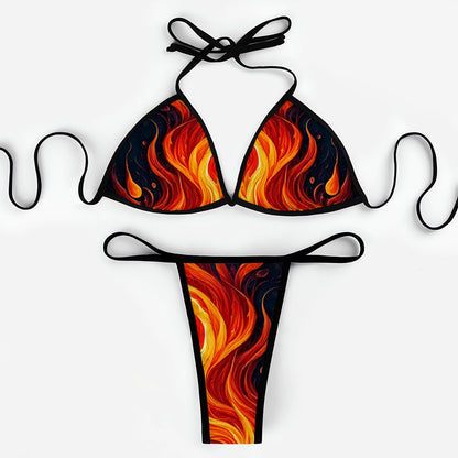 Thong Bikini Multiple Colors and Patterns Size XS - XXL - Flame, Feathers, Gradient, Night Sky, Purple Shimmer, Pink Marble Designs