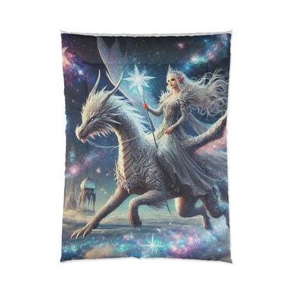 Celestial Dragon Rider Comforter - Transform Your Sleep into an Enchanted Adventure, Matching Pillowcase and Rug Available