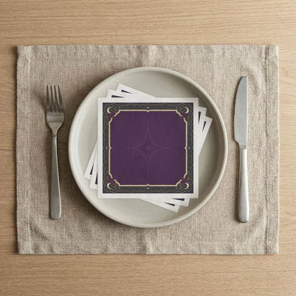 Art Deco Purple Border Napkin | Cocktail Dinner Paper Napkins