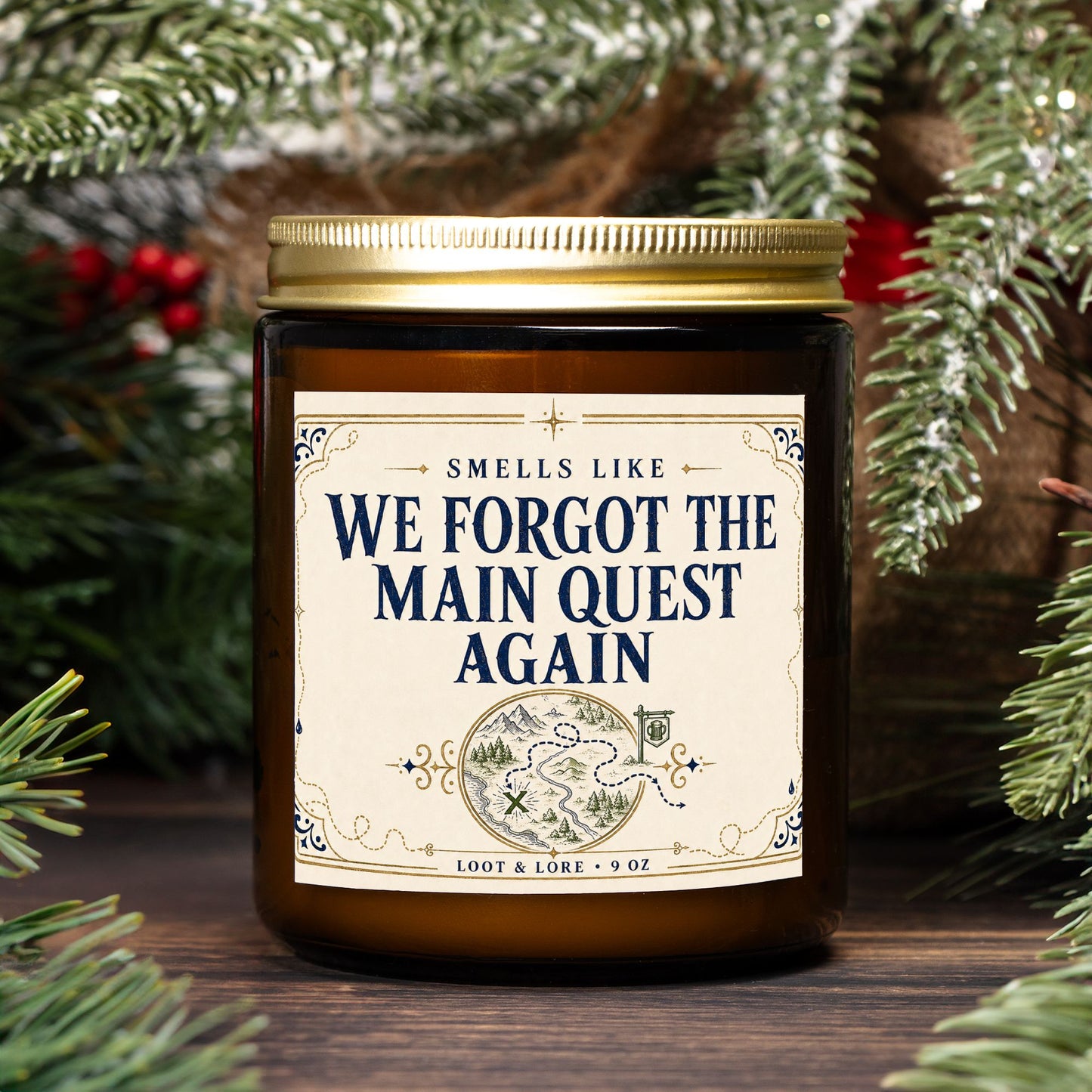 DND Candle Gift,  We Forgot The Quest Again Funny D&D Gift, Spruce Sage Dark Musk Smoke Scented Candle, Hand Poured