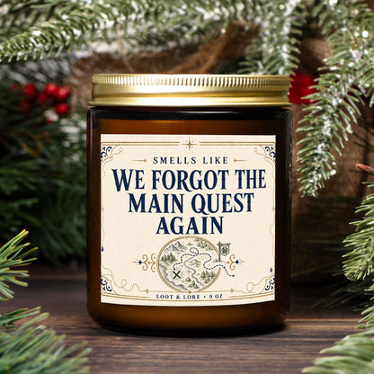 DND Candle Gift,  We Forgot The Quest Again Funny D&D Gift, Spruce Sage Dark Musk Smoke Scented Candle, Hand Poured