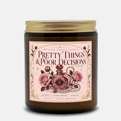 Romantasy Candle for Book Lovers, Pretty Things & Poor Decisions,  Jasmine Sandalwood Vanilla Scented Candle