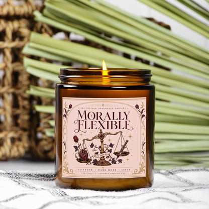 Romantasy Candle for Book Lovers, Morally Flexible,  Lavender Dark Musk Cedar Scented Candle