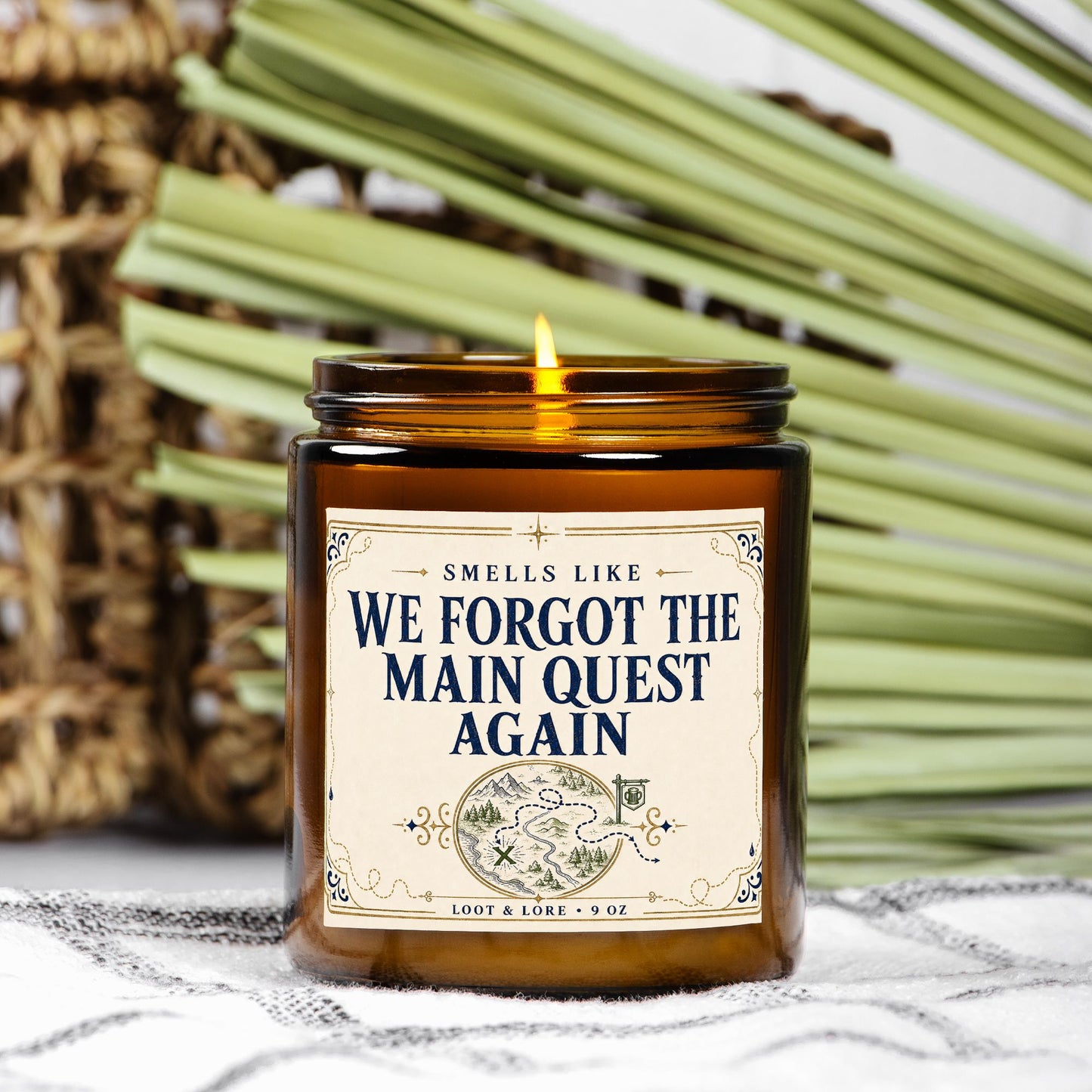 DND Candle Gift,  We Forgot The Quest Again Funny D&D Gift, Spruce Sage Dark Musk Smoke Scented Candle, Hand Poured