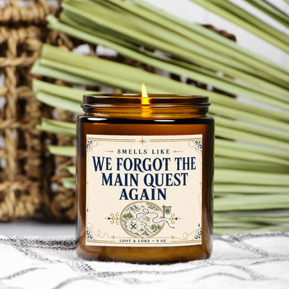 DND Candle Gift,  We Forgot The Quest Again Funny D&D Gift, Spruce Sage Dark Musk Smoke Scented Candle, Hand Poured