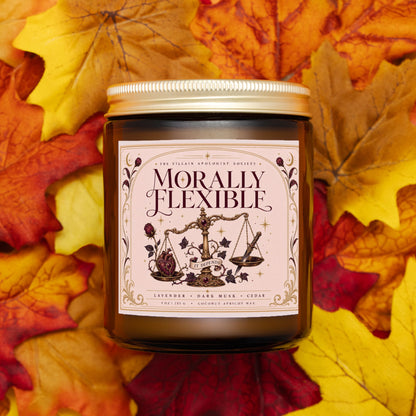 Romantasy Candle for Book Lovers, Morally Flexible,  Lavender Dark Musk Cedar Scented Candle