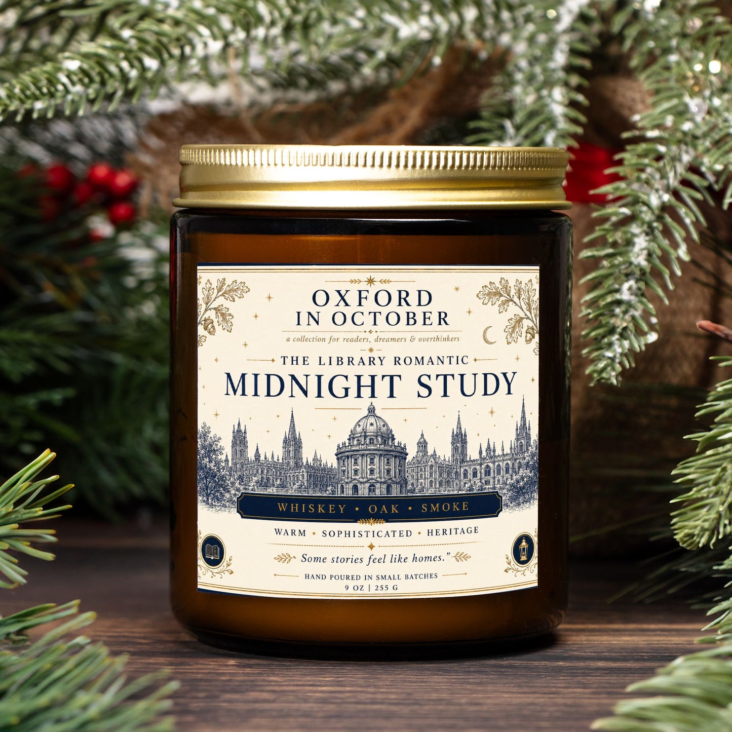 Midnight Study Scented Candle, Dark Academia Decor Literary Girl Reader Gift, Oxford in October Home Decor Bookish Back to School Gifts