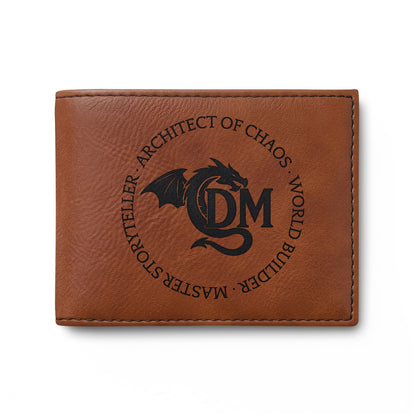 Dungeon Master Gifts, Dragon Embroidery Leather Bi-Fold Wallet, Personalized Monogram for Dungeons and Dragons DM