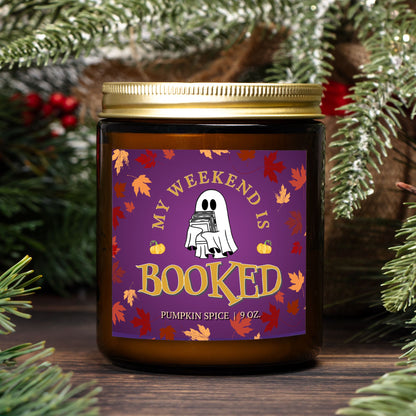 Halloween Candle for Book Lovers, My Weekend is Booked Pumpkin Spice Scented Candle Halloween Decor