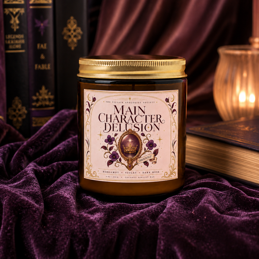 Romantasy Candle for Book Lovers, Main Character Delusion, Bergamot Violet Dark Musk Scented Candle