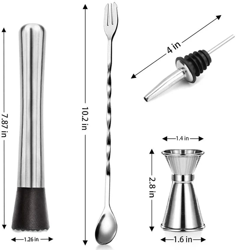 Jewel-Tone Cocktail Stirring Tool Set