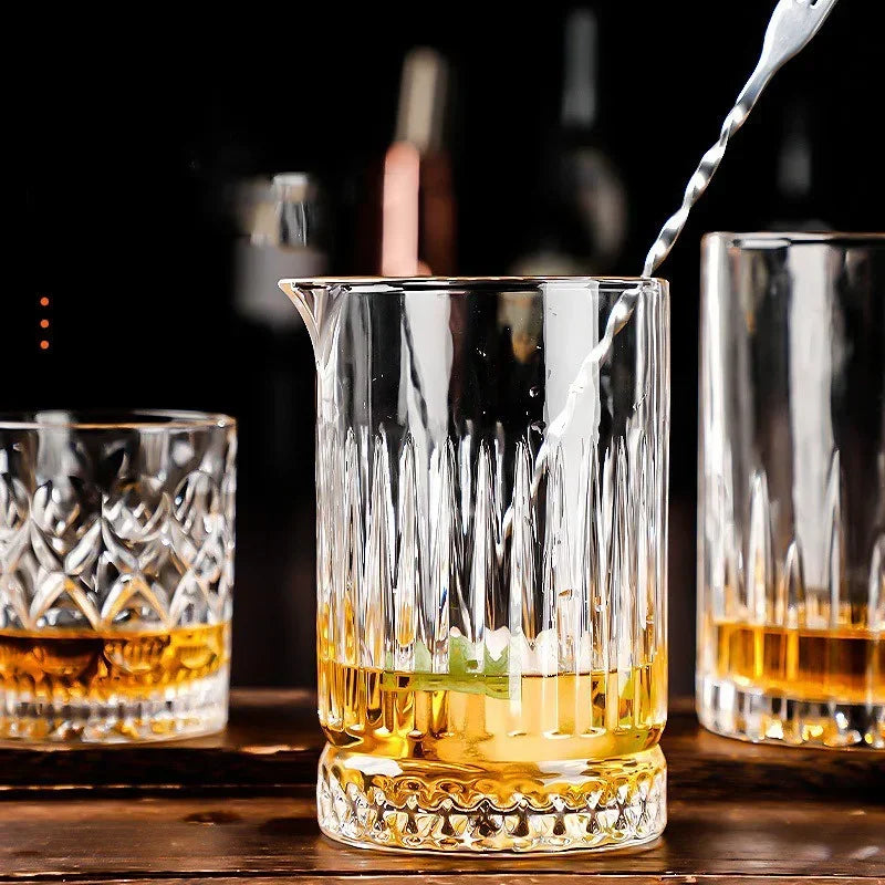 JUSTINLAU Cocktail Shaker Whiskey Glass Cup Professional Cocktail  Stirring Cup Wine Bar mixing cups Bartender Mixing Bar Tools
