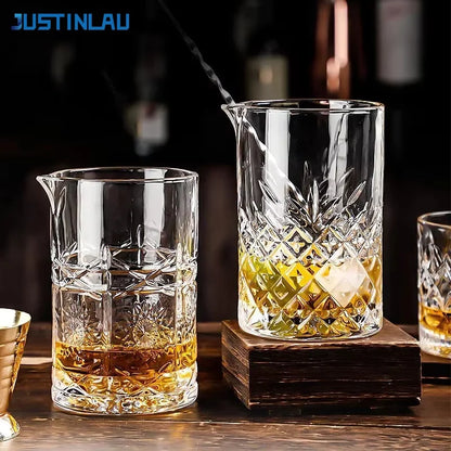 JUSTINLAU Cocktail Shaker Whiskey Glass Cup Professional Cocktail  Stirring Cup Wine Bar mixing cups Bartender Mixing Bar Tools