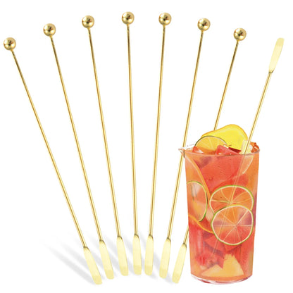 Gold Cocktail Stirrers & Picks — Set of 8